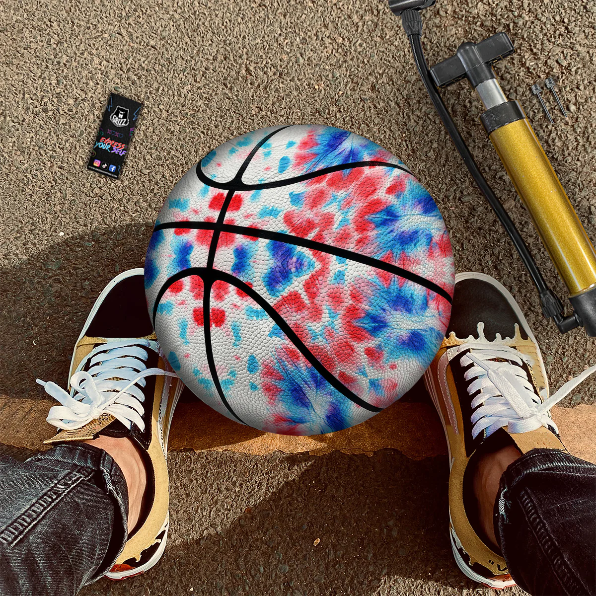 Flower Abstract Mark Red And Blue Print Basketball - Image 2