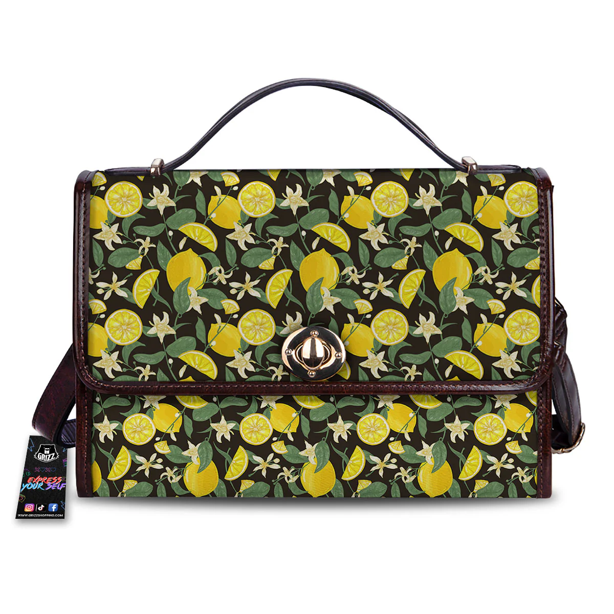 Flower And Lemon Print Pattern Women's Satchel Bag