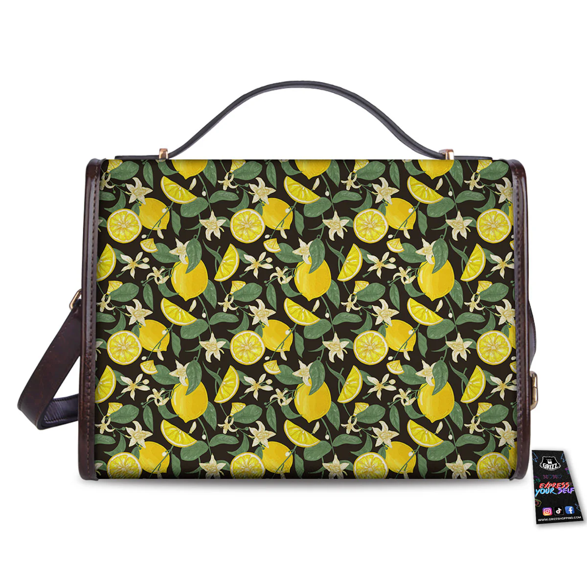 Flower And Lemon Print Pattern Women's Satchel Bag - Image 2