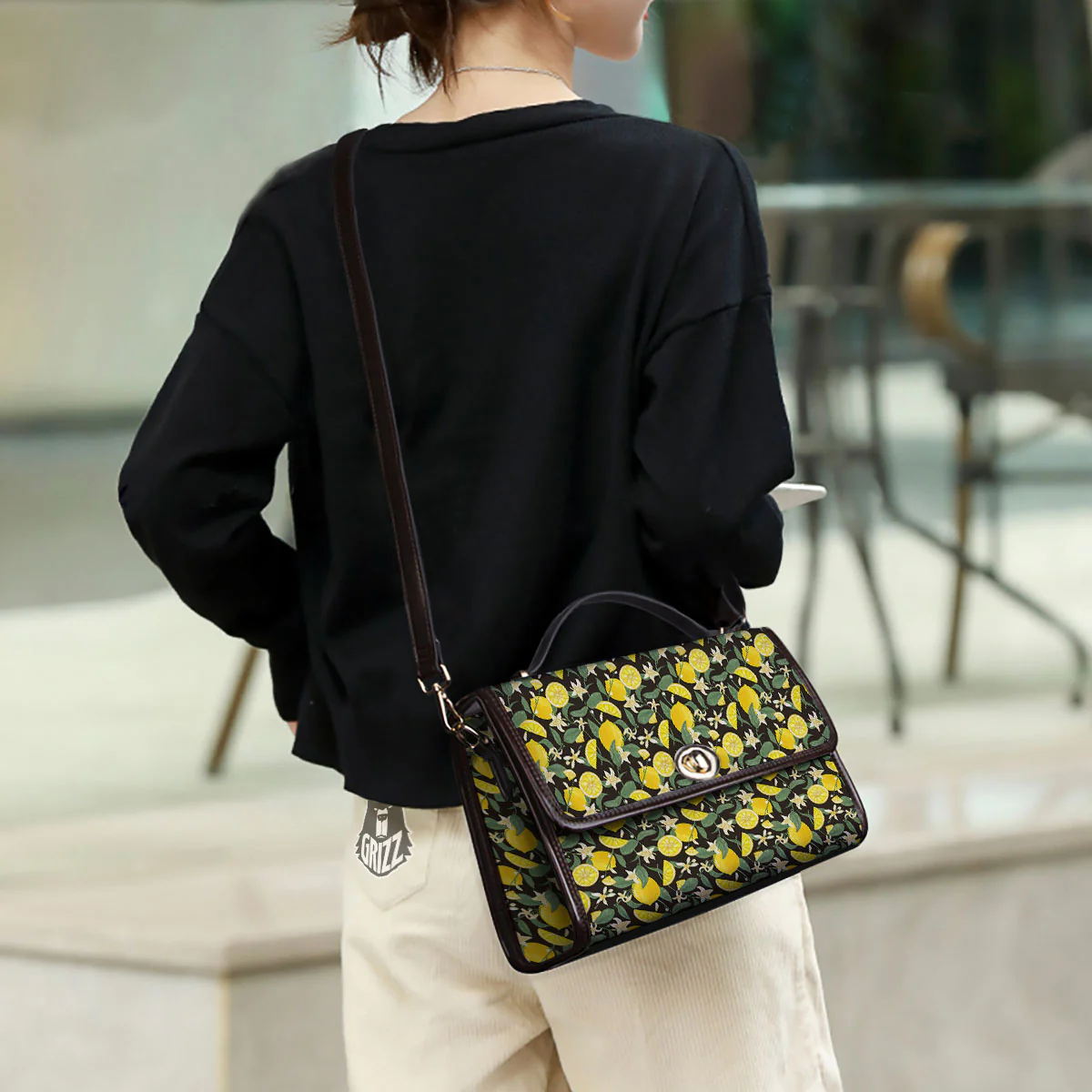Flower And Lemon Print Pattern Women's Satchel Bag - Image 3