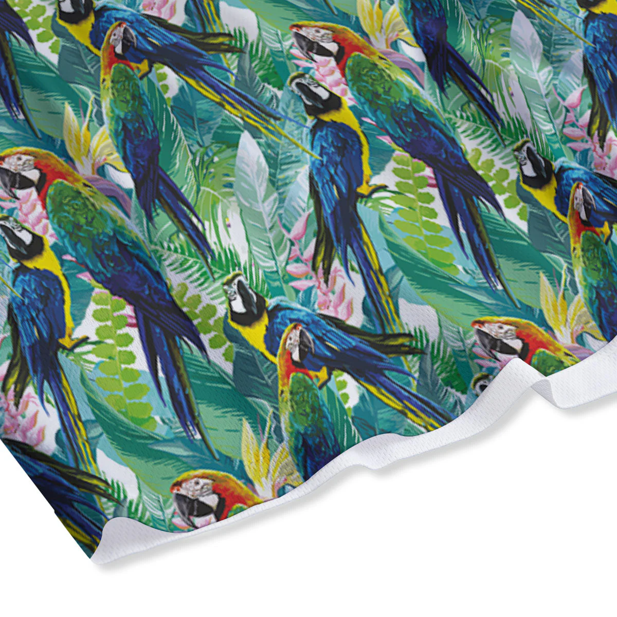 Flower And Parrot Print Pattern Mesh Shorts - Image 4