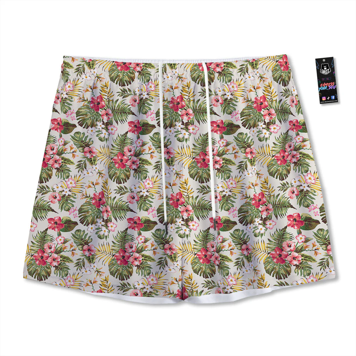 Flower Blossom Tropical Print Pattern Mesh Shorts