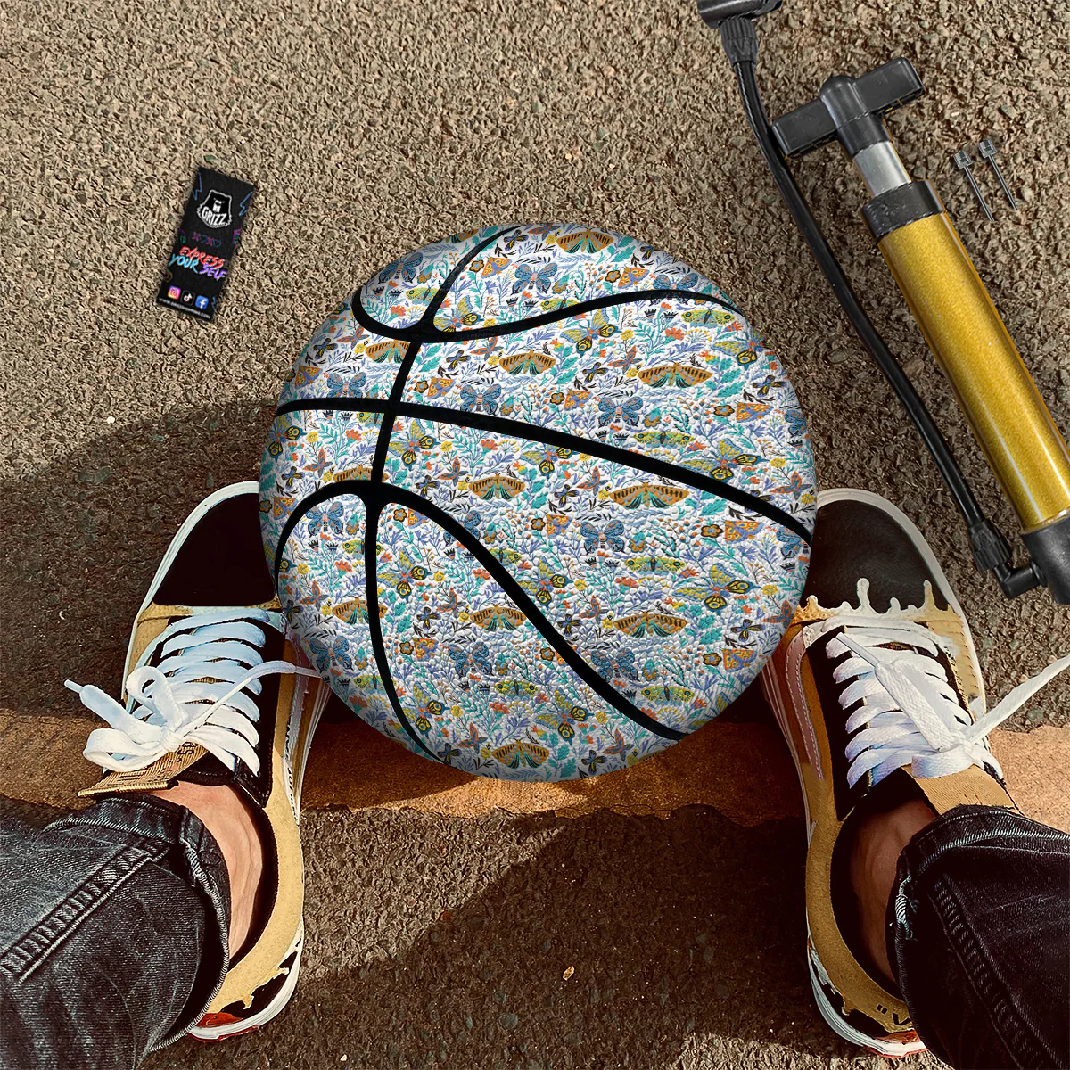 Flower Butterfly And Print Pattern Basketball - Image 3