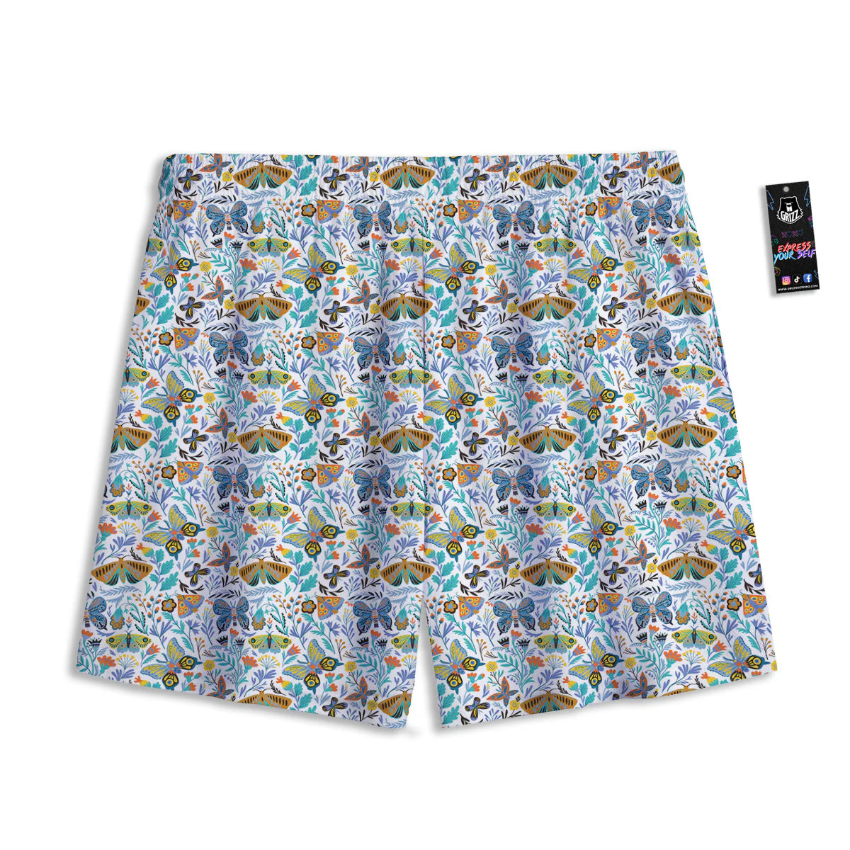 Flower Butterfly And Print Pattern Mesh Shorts - Image 2