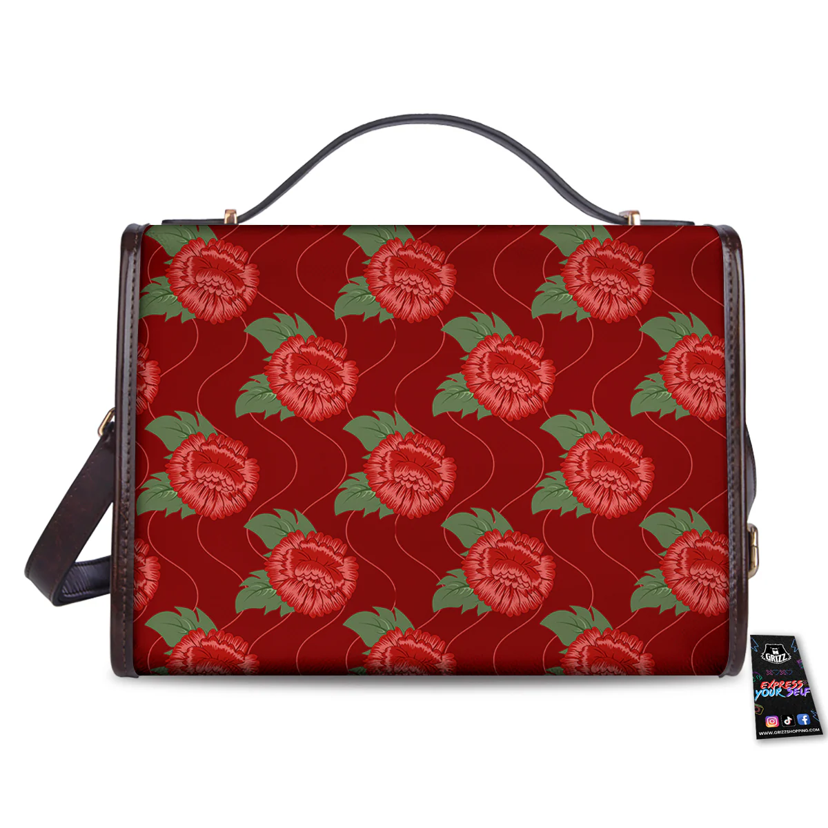 Flower Chinese Vintage Print Pattern Women's Satchel Bag - Image 2