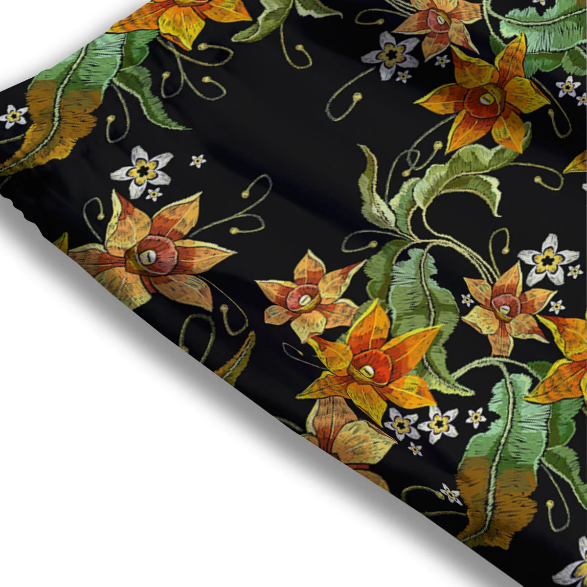 Flower Daffodil Vintage Print Pattern Mesh Shorts - Image 3