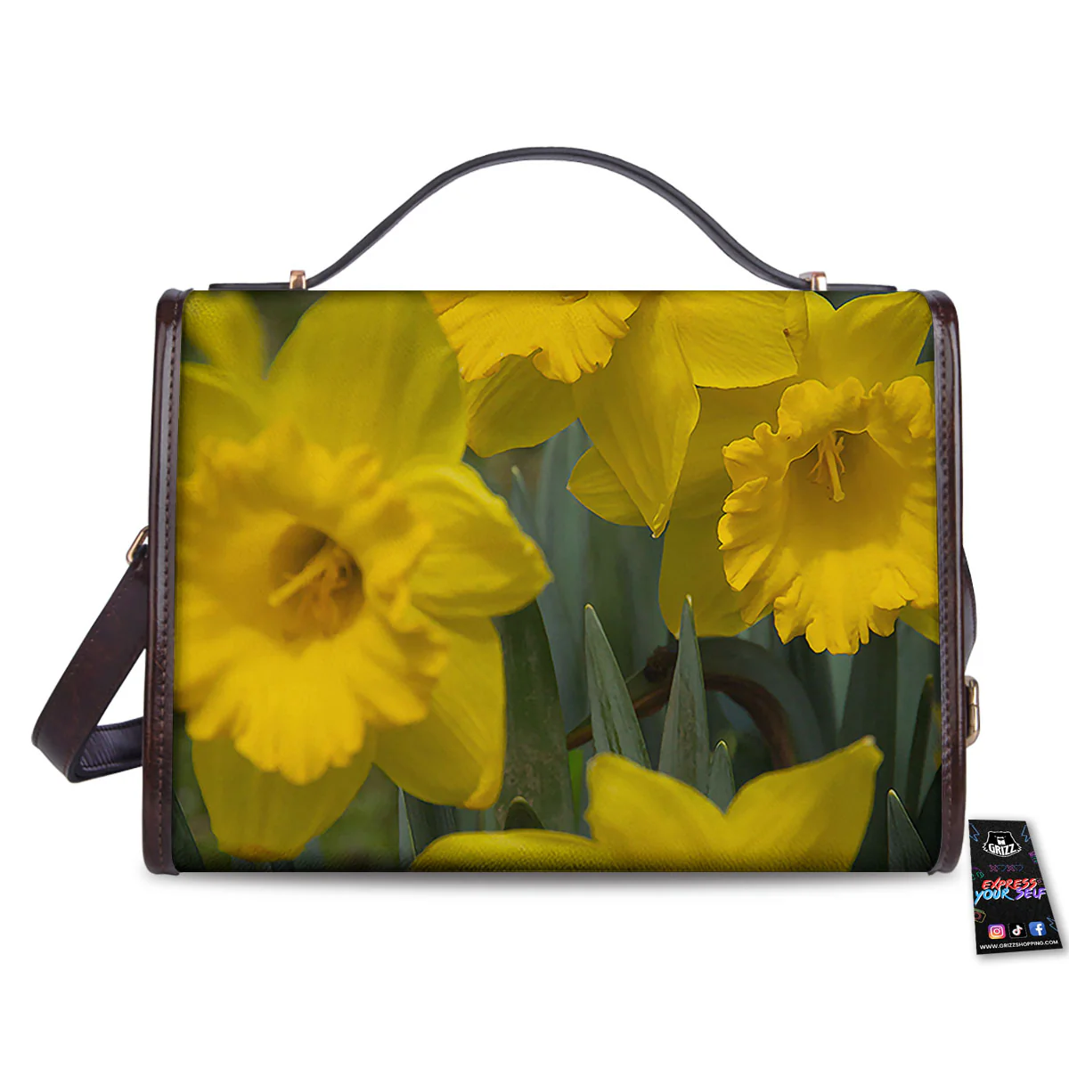 Flower Daffodil Yellow Print Women's Satchel Bag - Image 2