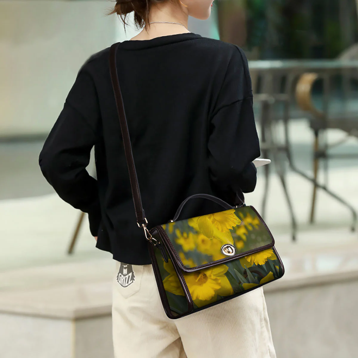 Flower Daffodil Yellow Print Women's Satchel Bag - Image 3