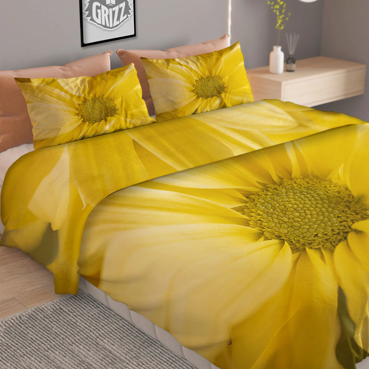 Flower Daisy Yellow Print Duvet Cover Bedding Set - Image 2