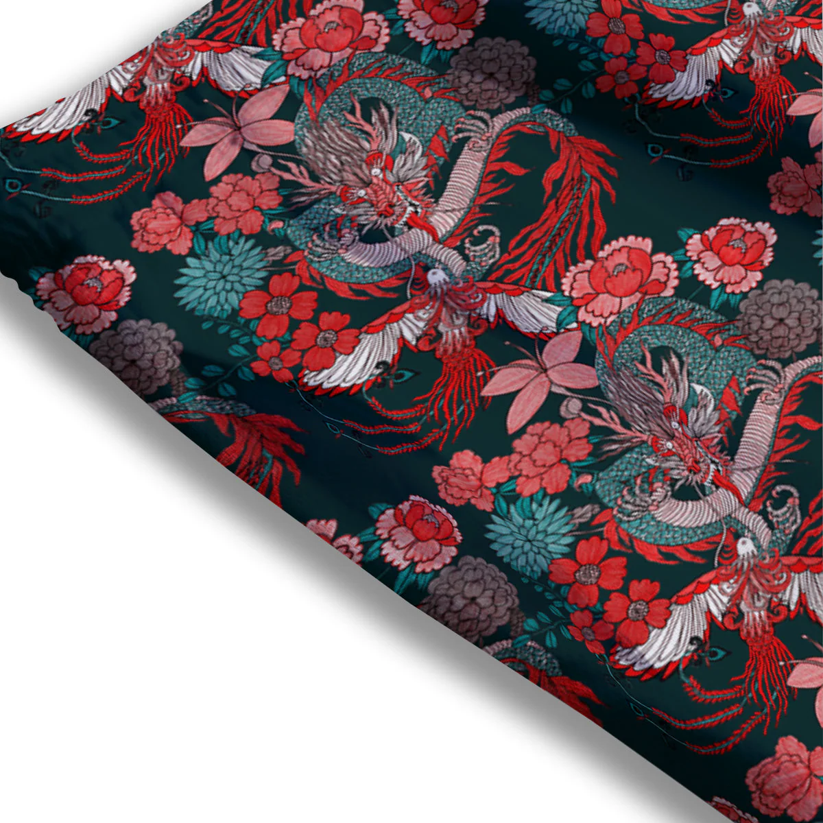 Flower Dragon Vintage Print Pattern Mesh Shorts - Image 3