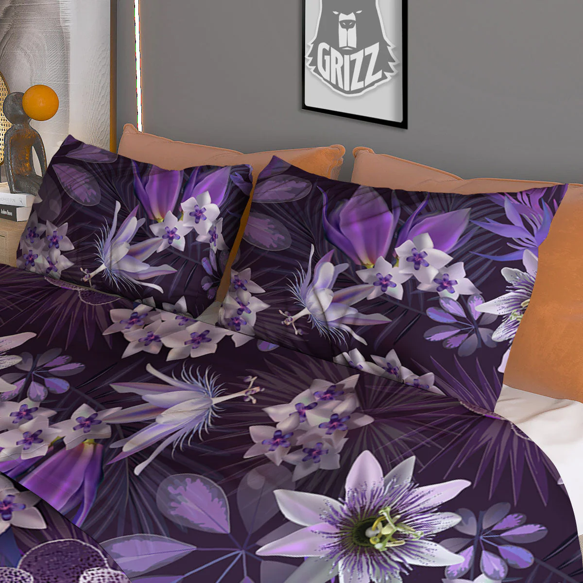 Flower Floral Purple Print Pattern Duvet Cover Bedding Set - Image 3