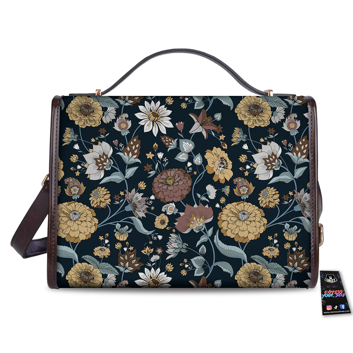 Flower Floral Vintage Print Pattern Women's Satchel Bag - Image 2