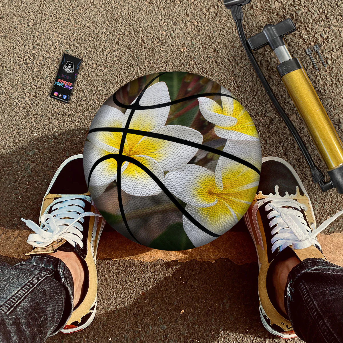 Flower Frangipani Print Basketball - Image 2