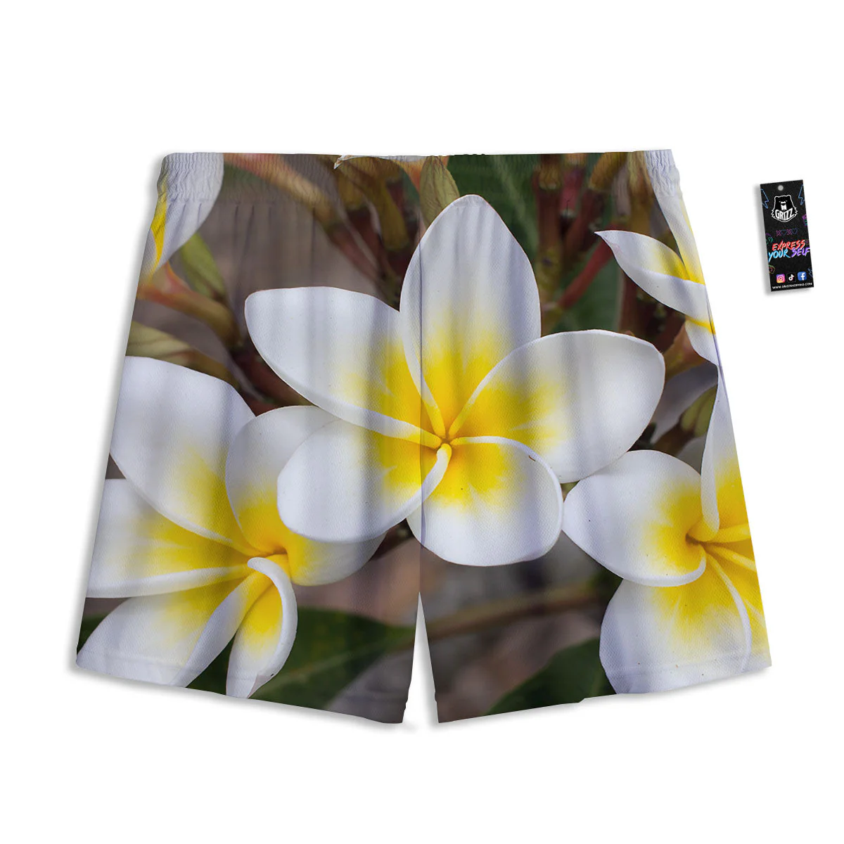Flower Frangipani Print Mesh Shorts - Image 2