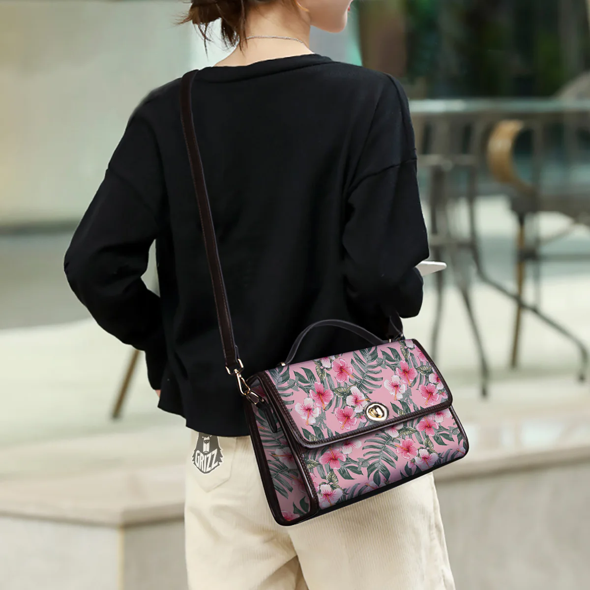 Flower Frangipani Tropical Print Pattern Women's Satchel Bag - Image 3