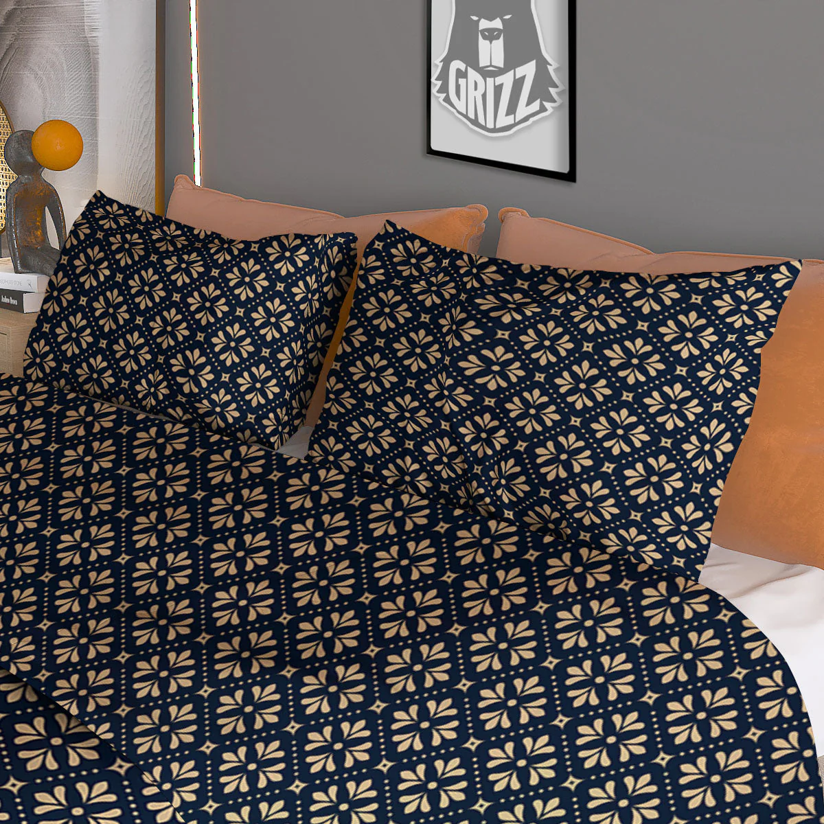 Flower Geometric Dot Print Pattern Duvet Cover Bedding Set - Image 3