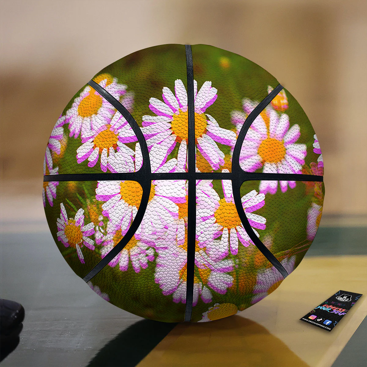 Flower Glitch Daisy Print Basketball