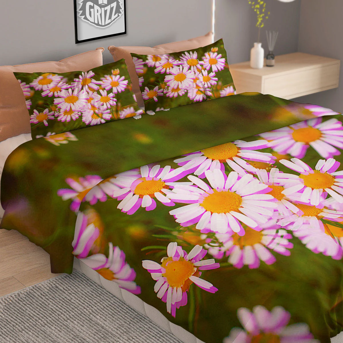 Flower Glitch Daisy Print Duvet Cover Bedding Set - Image 2