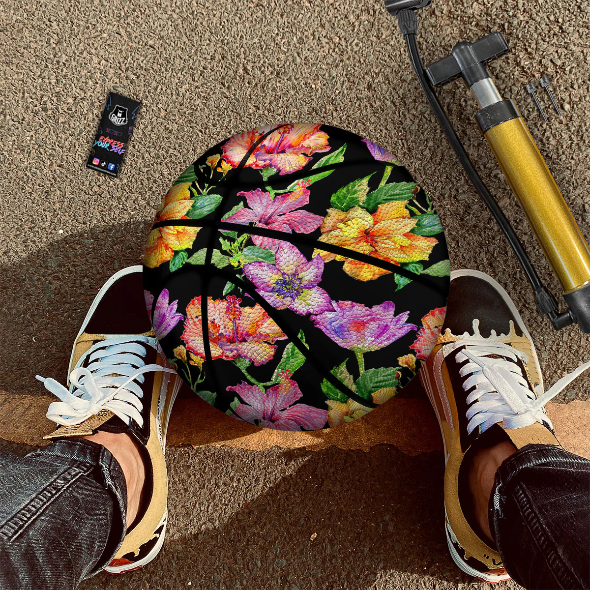 Flower Hawaiian Aloha Print Basketball - Image 2