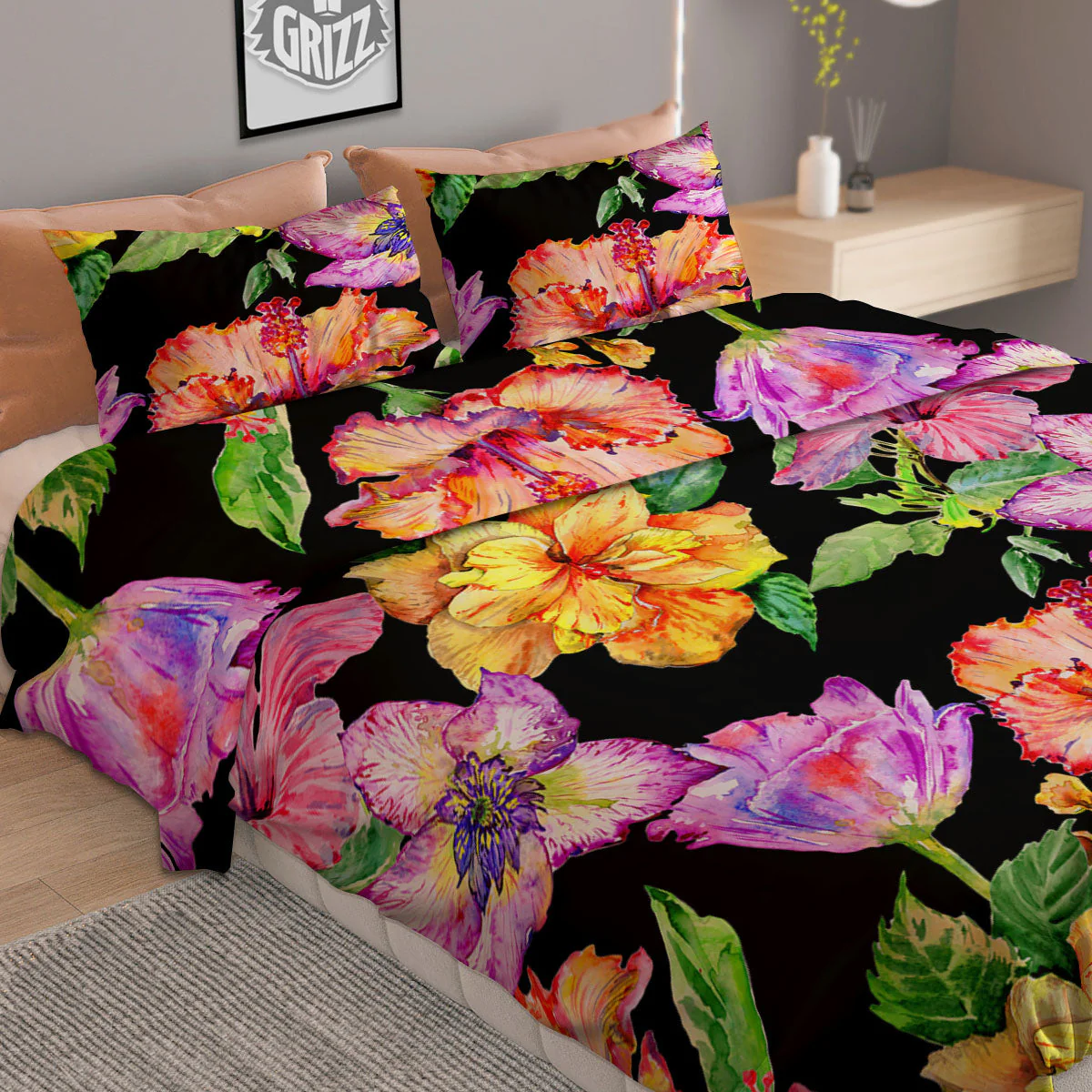 Flower Hawaiian Aloha Print Duvet Cover Bedding Set - Image 2