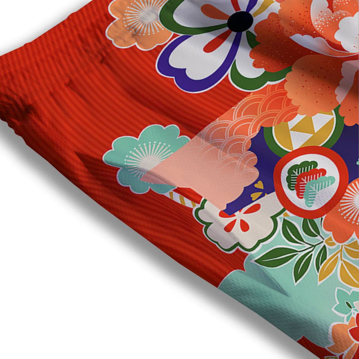 Flower Japanese Print Mesh Shorts - Image 3
