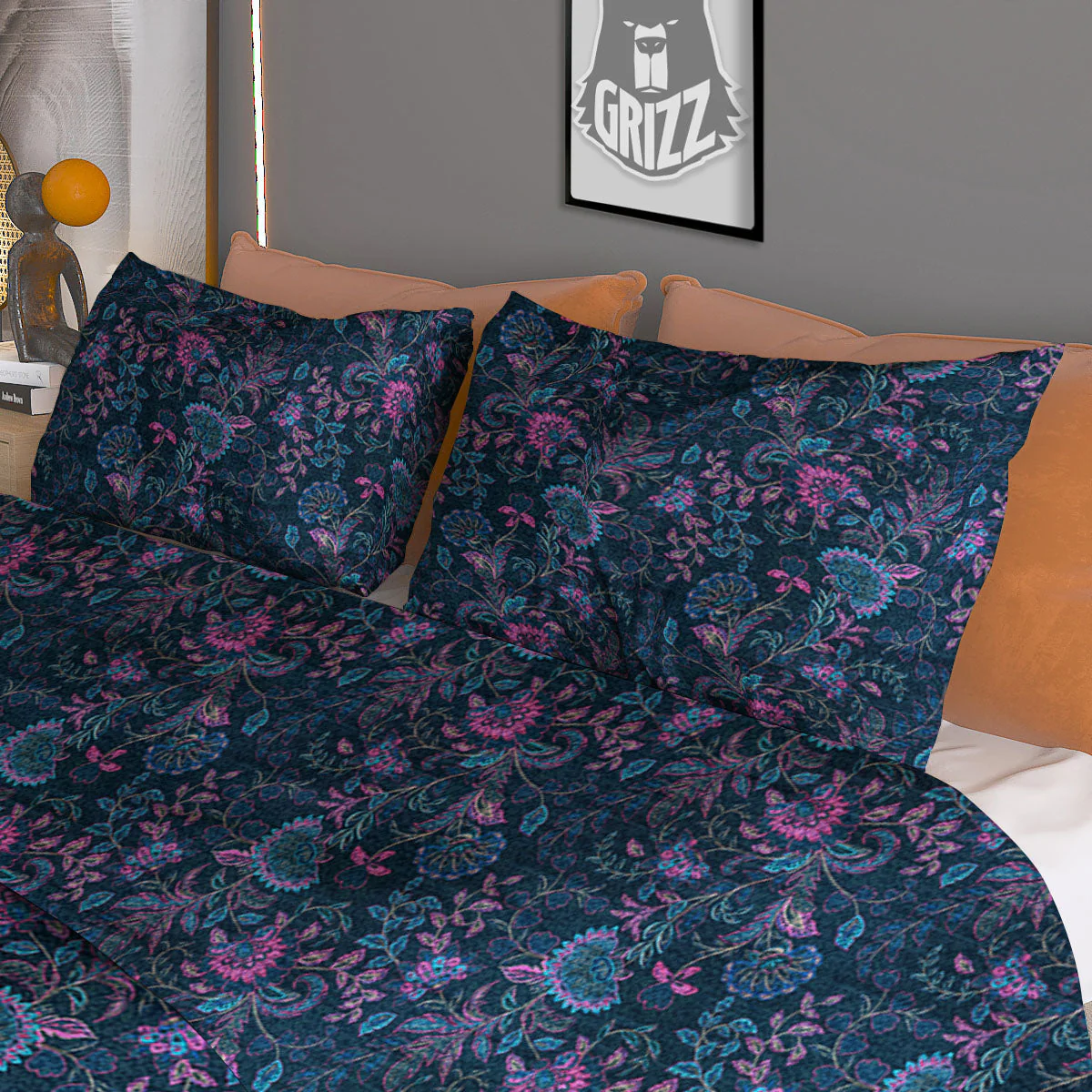 Flower Jeans Denim Print Pattern Duvet Cover Bedding Set - Image 3