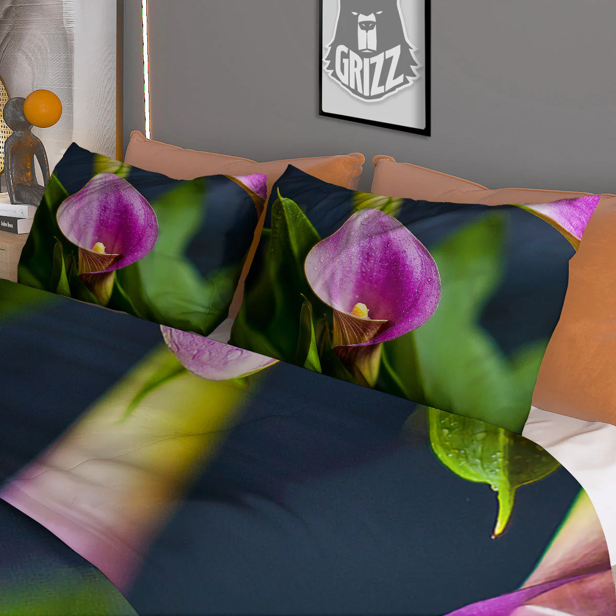 Flower Lily Purple Print Duvet Cover Bedding Set - Image 3