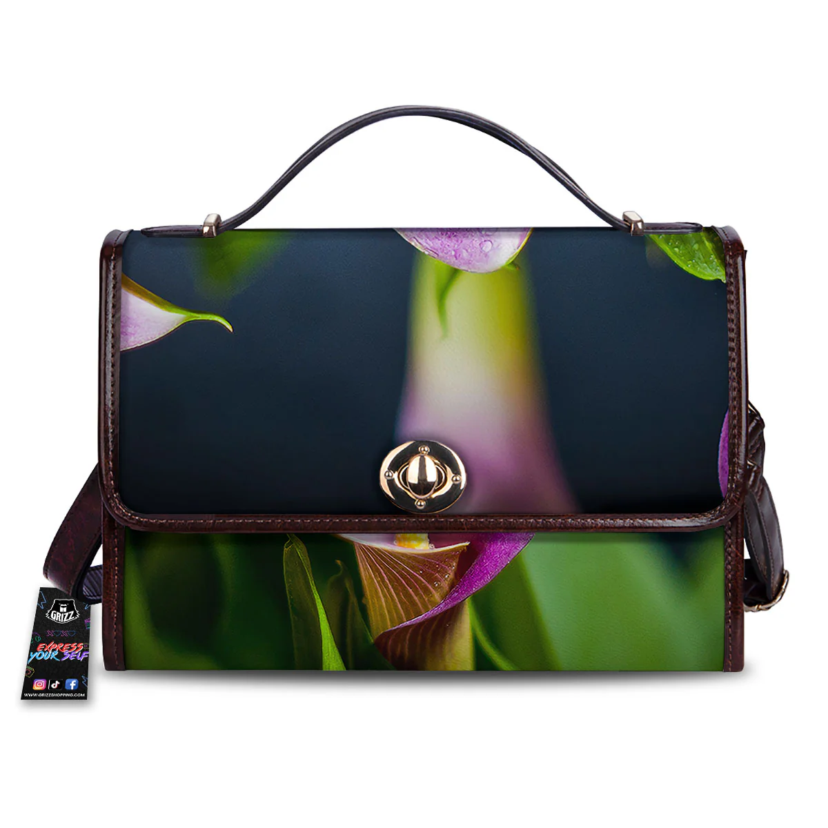 Flower Lily Purple Print Women's Satchel Bag