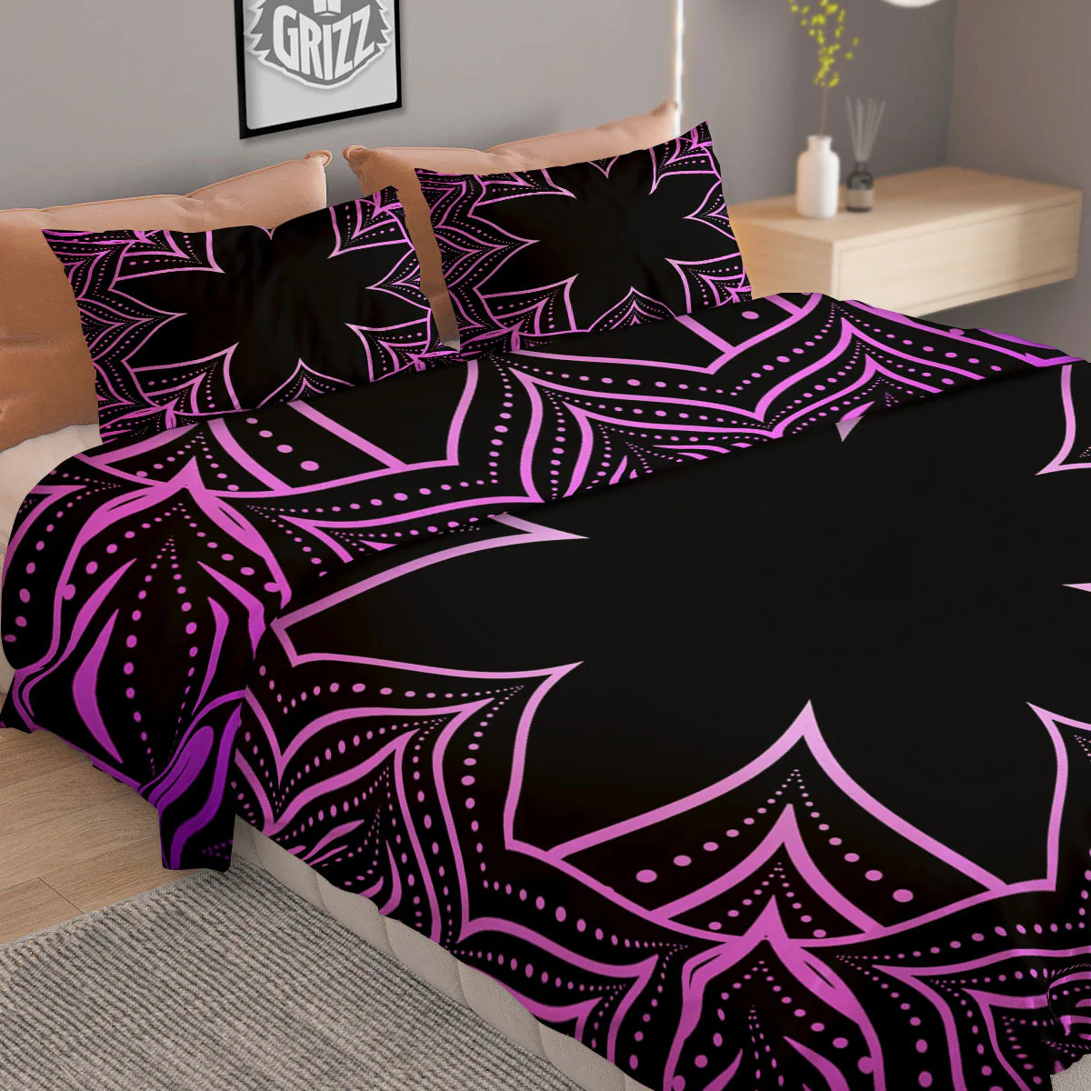 Flower Mandala Purple Print Duvet Cover Bedding Set - Image 2