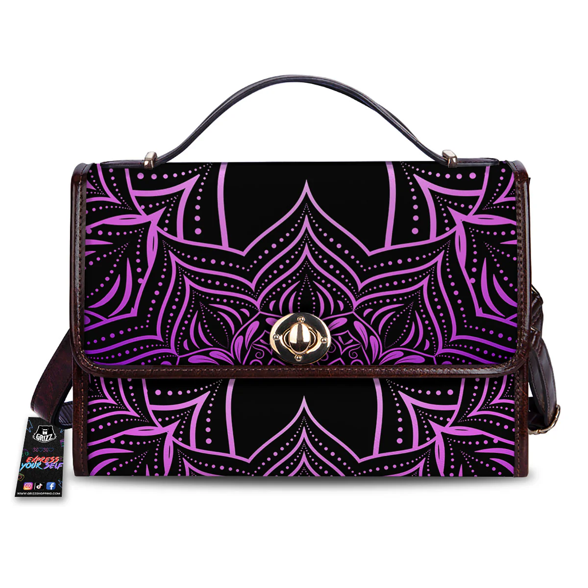 Flower Mandala Purple Print Women's Satchel Bag
