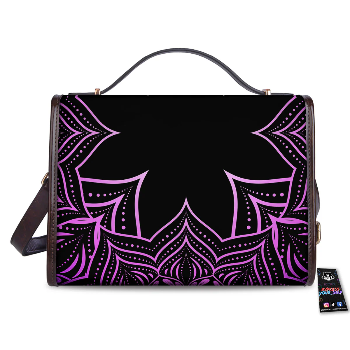 Flower Mandala Purple Print Women's Satchel Bag - Image 2