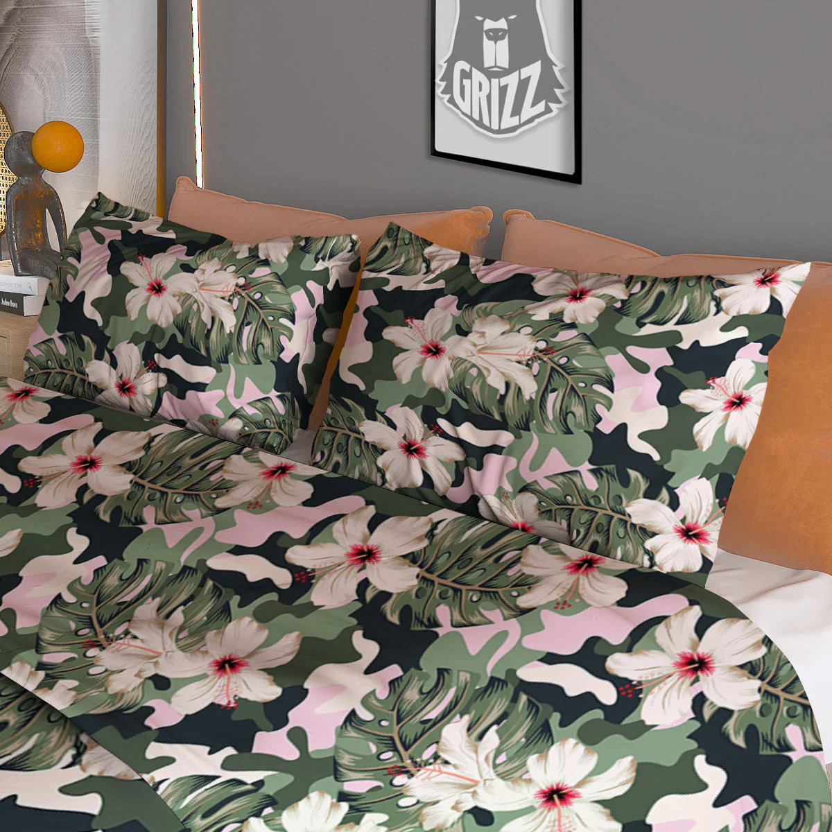 Flower Military Camouflage Print Pattern Duvet Cover Bedding Set - Image 3