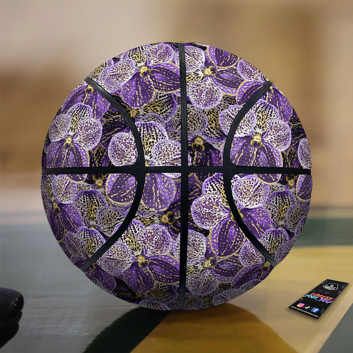 Flower Orchid Purple Print Pattern Basketball