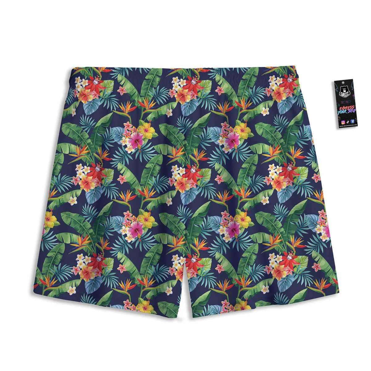 Flower Plumeria Vintage Print Pattern Mesh Shorts - Image 2