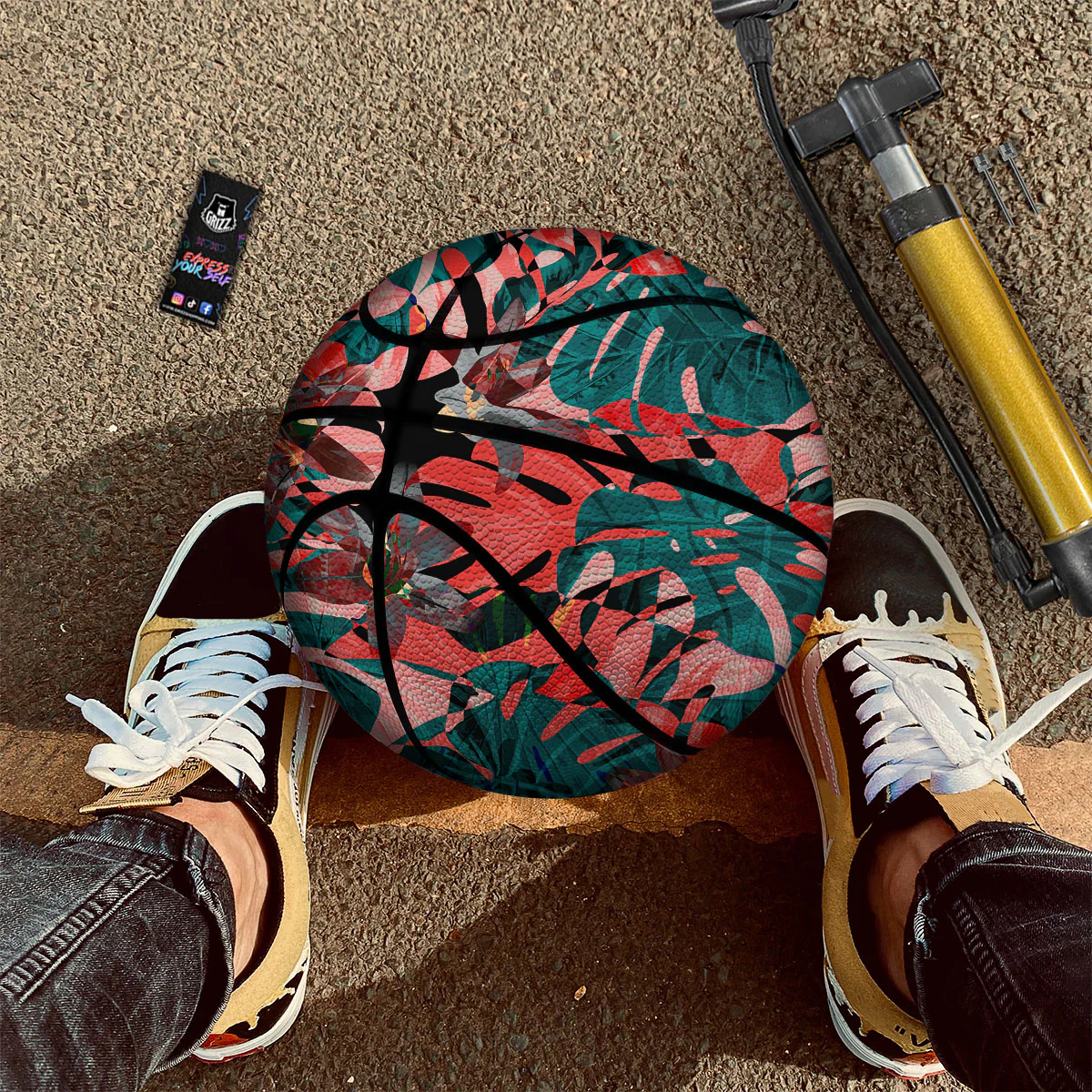 Flower Psychedelic Hawaiian Print Basketball - Image 2