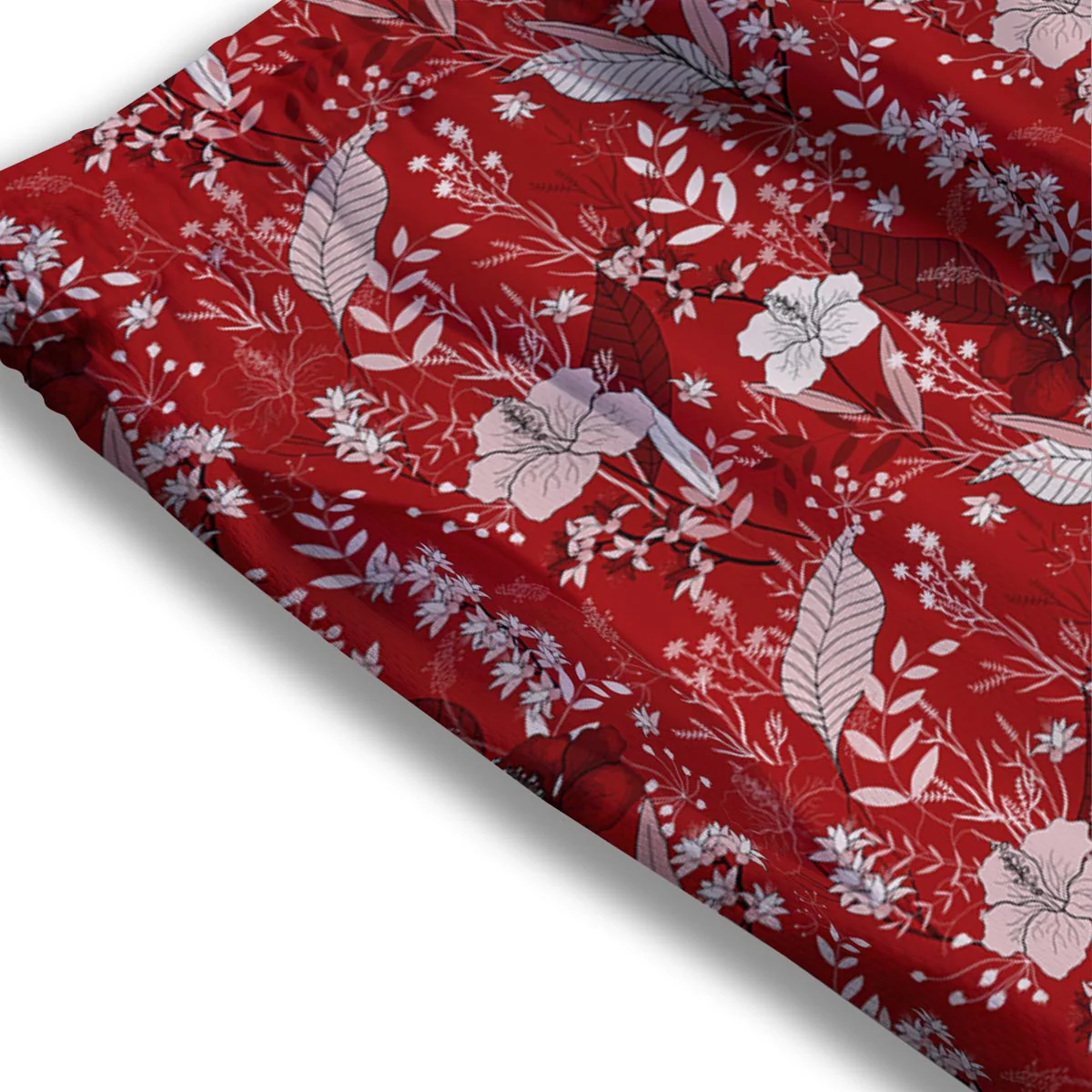 Flower Red Japanese Print Pattern Mesh Shorts - Image 3