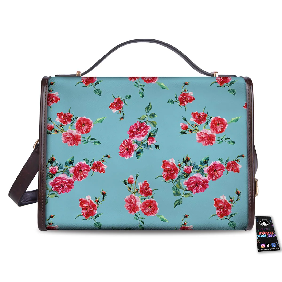 Flower Roses Floral Print Pattern Women's Satchel Bag - Image 2