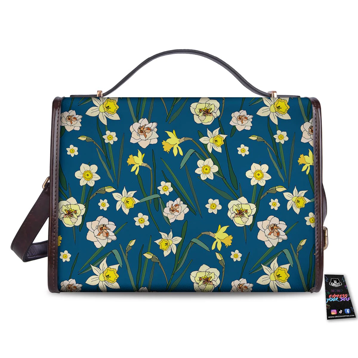Flower Spring Daffodil Print Pattern Women's Satchel Bag - Image 2