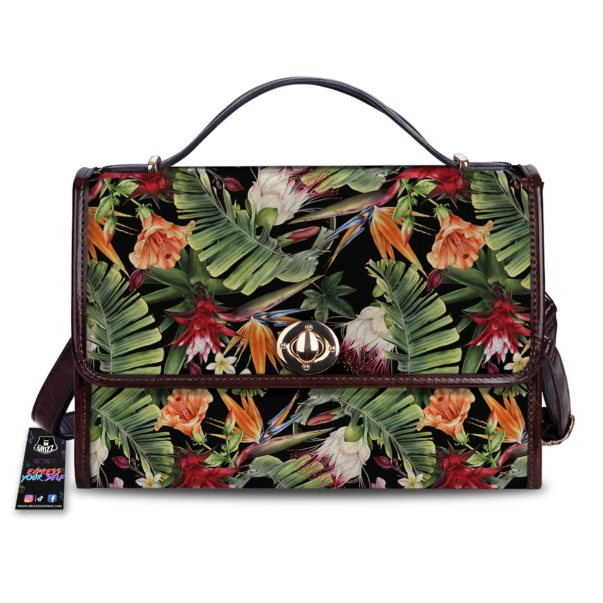 Flower Tropical Watercolor Print Pattern Women's Satchel Bag