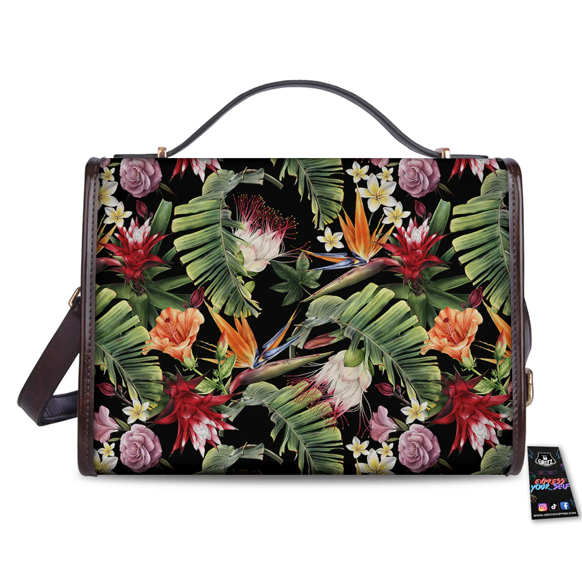 Flower Tropical Watercolor Print Pattern Women's Satchel Bag - Image 2