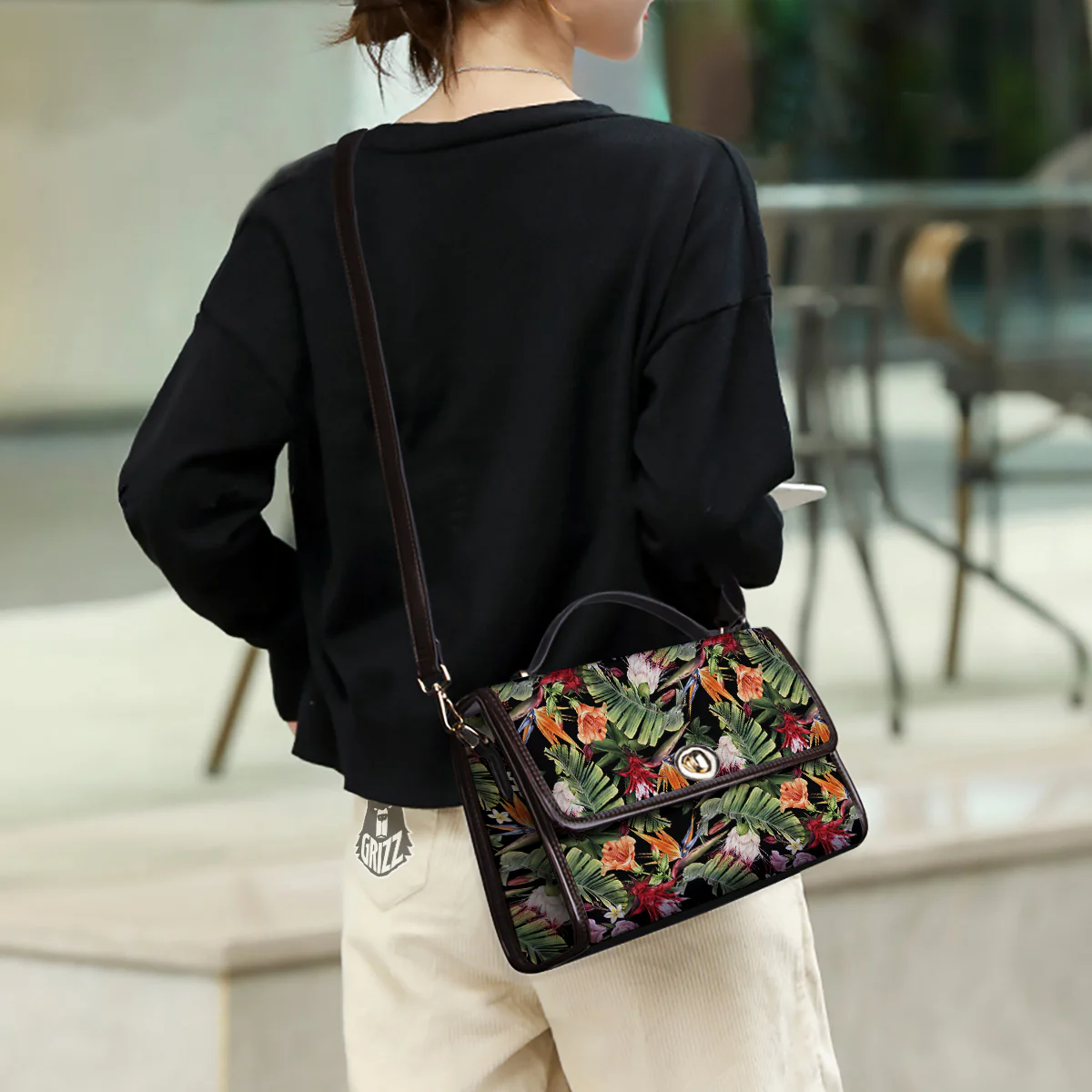 Flower Tropical Watercolor Print Pattern Women's Satchel Bag - Image 3