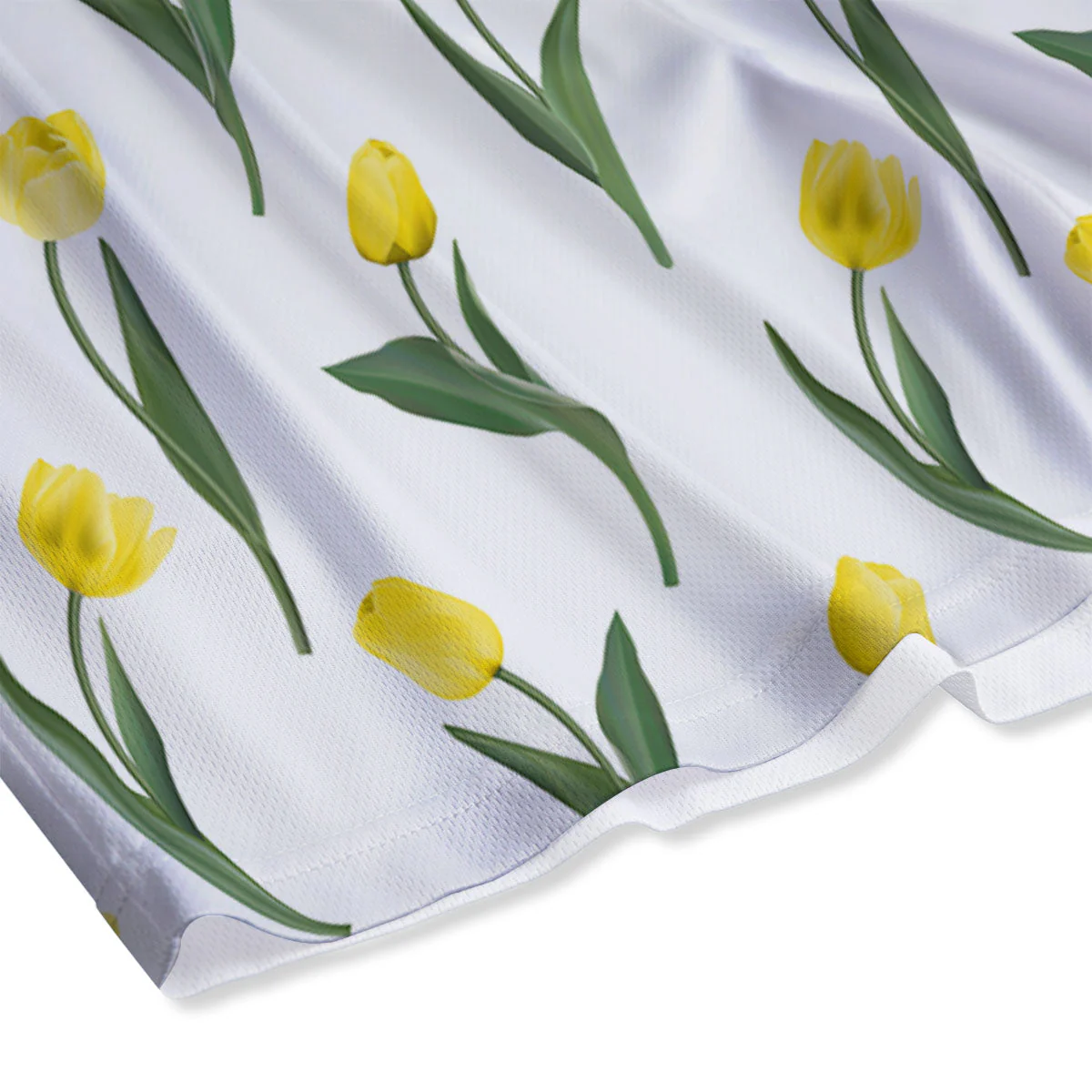 Flower Yellow Tulip White Print Pattern Mesh Shorts - Image 4
