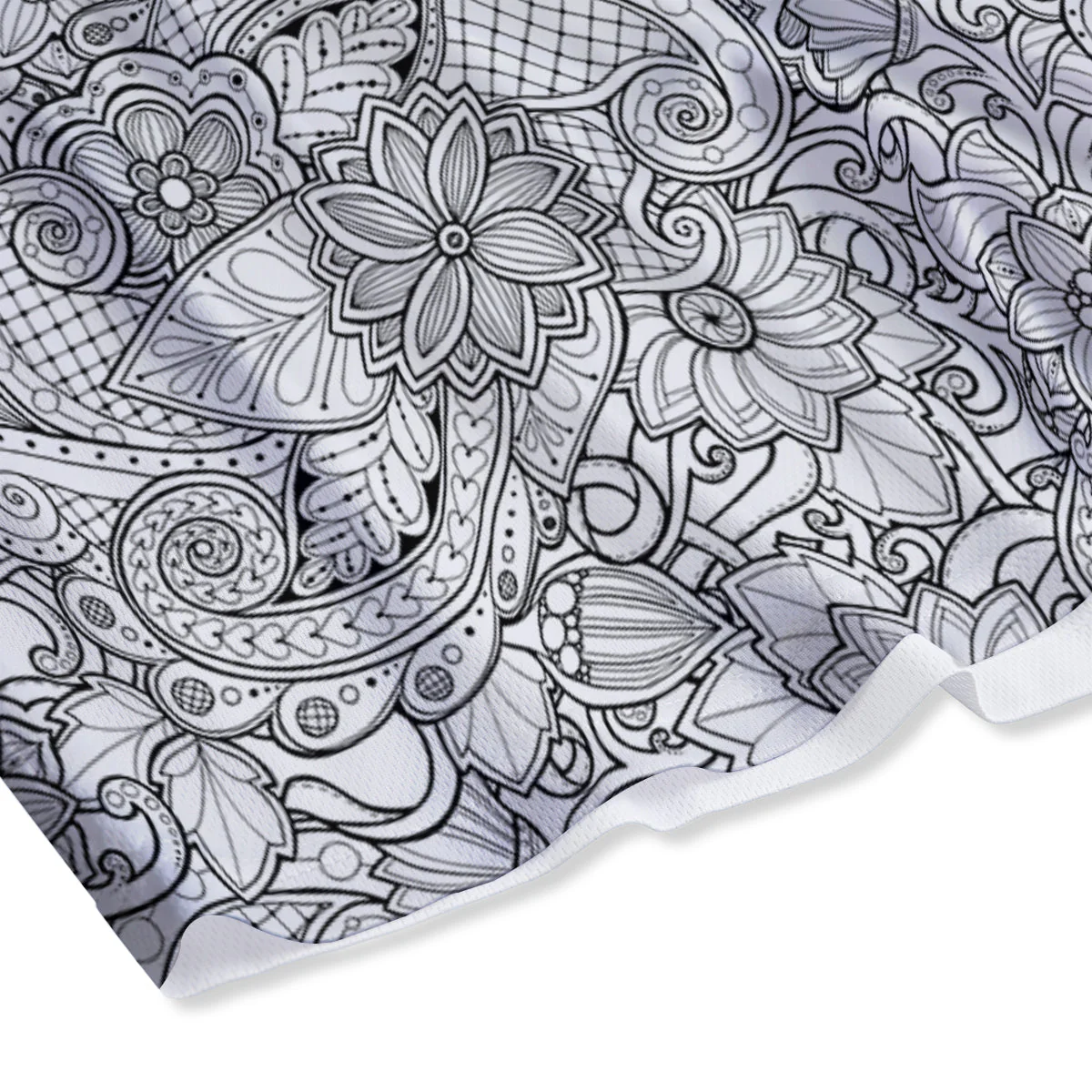 Flower Zentangle Print Pattern Mesh Shorts - Image 4