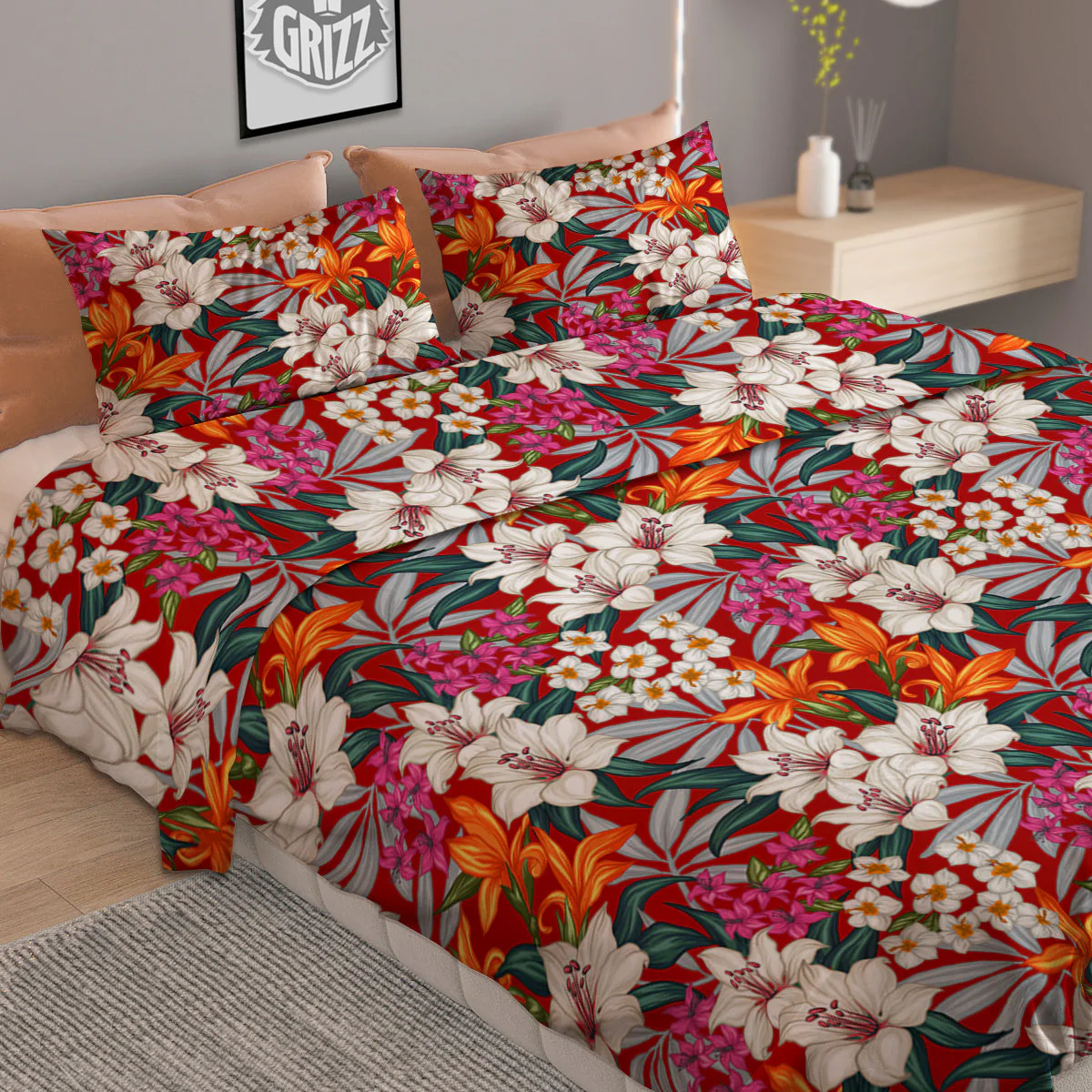 Flowers Aloha Hawaiian Print Pattern Duvet Cover Bedding Set - Image 2
