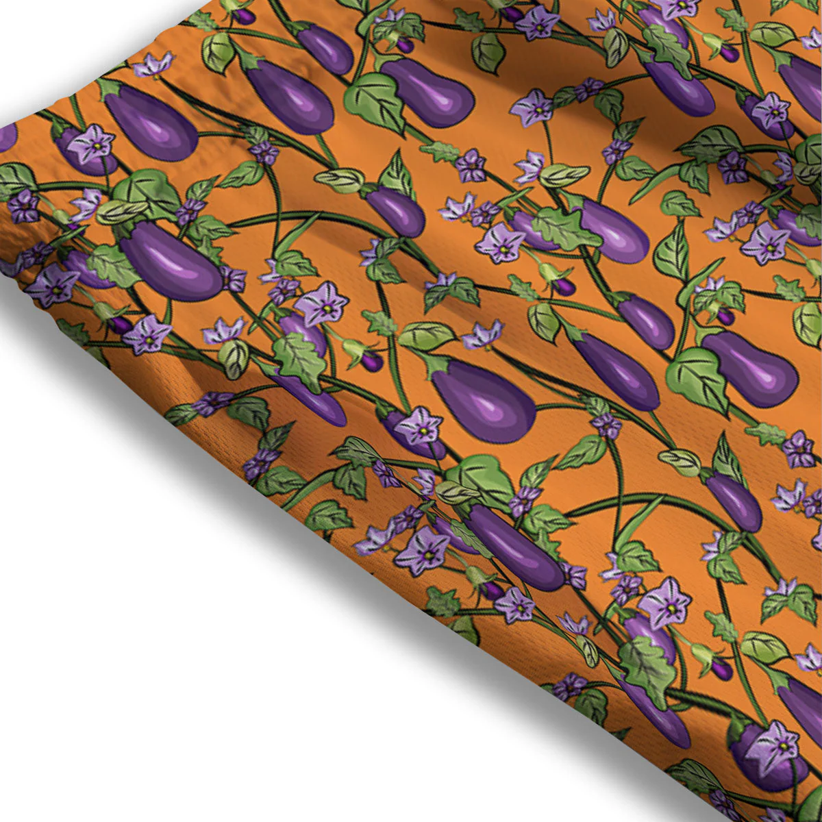 Flowers And Eggplant With Leaves Print Mesh Shorts - Image 3