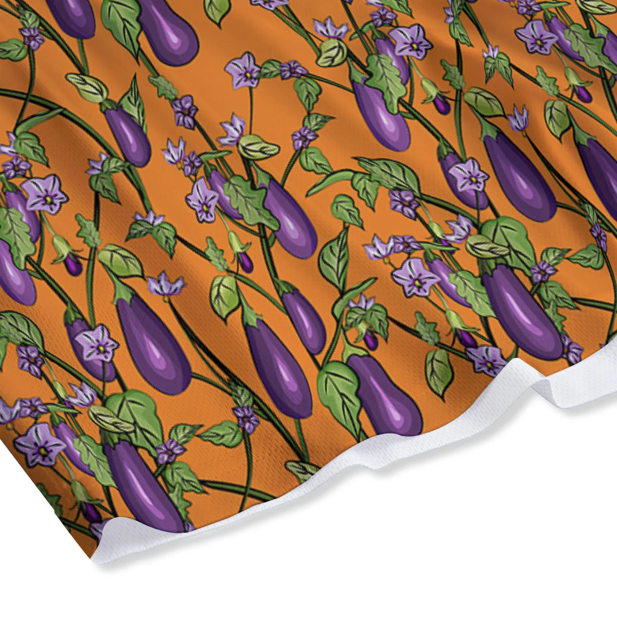 Flowers And Eggplant With Leaves Print Mesh Shorts - Image 4