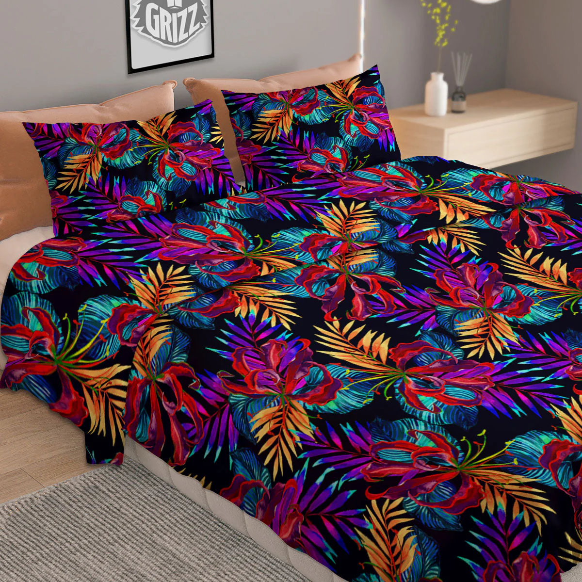 Flowers Hawaii Exotic Print Pattern Duvet Cover Bedding Set - Image 2