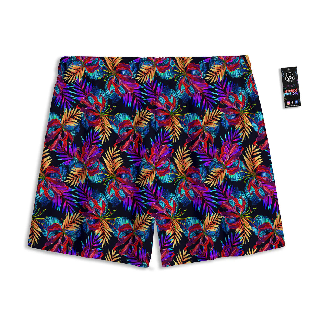 Flowers Hawaii Exotic Print Pattern Mesh Shorts - Image 2