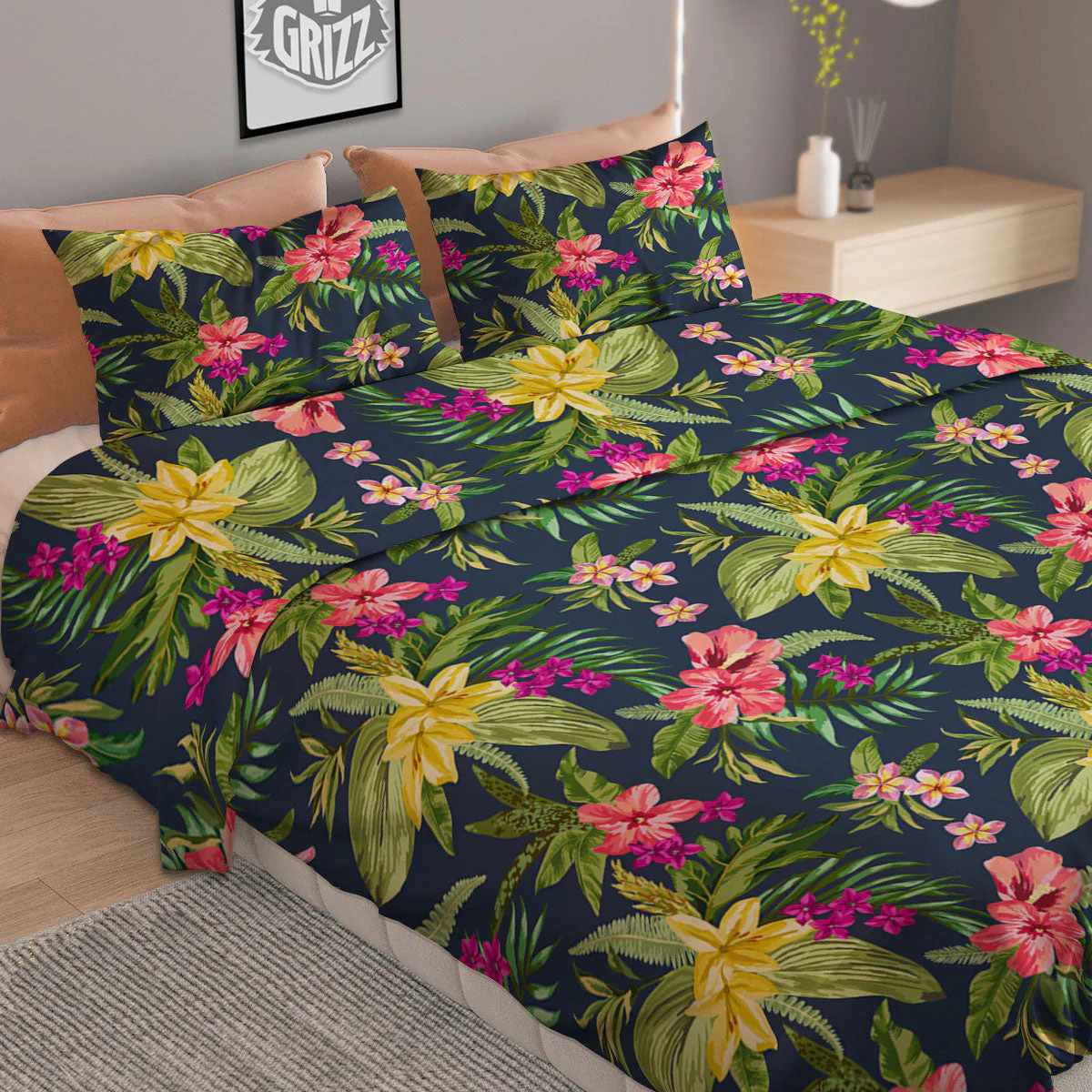 Flowers Hawaii Floral Print Pattern Duvet Cover Bedding Set - Image 2