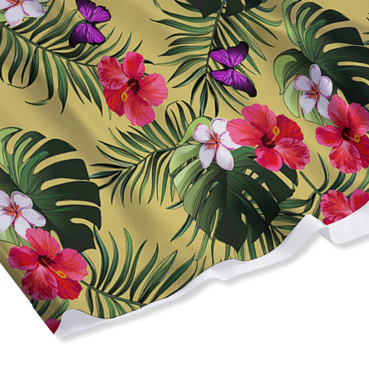 Flowers Hawaii Tropical Print Pattern Mesh Shorts - Image 4